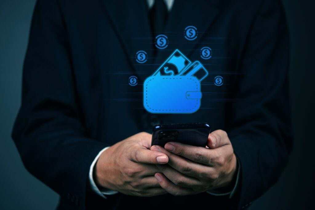 Business owner sending a digital payment link created for online sales via mobile