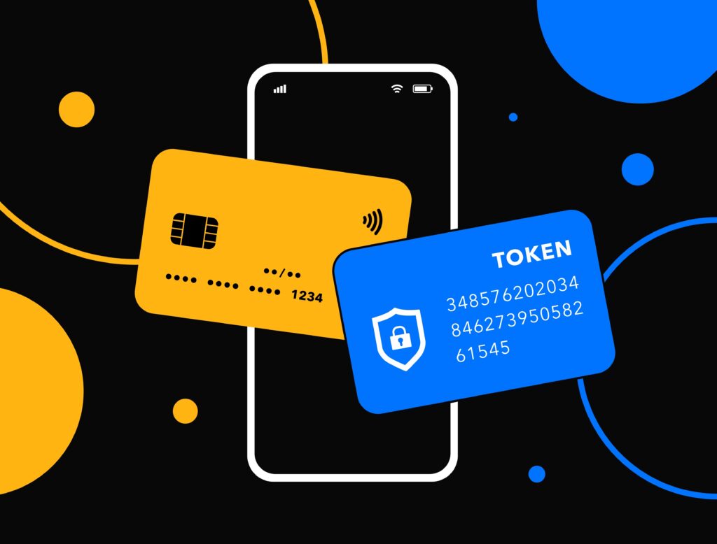 Credit card being converted into a secure token showing how tokenisation protects online payments