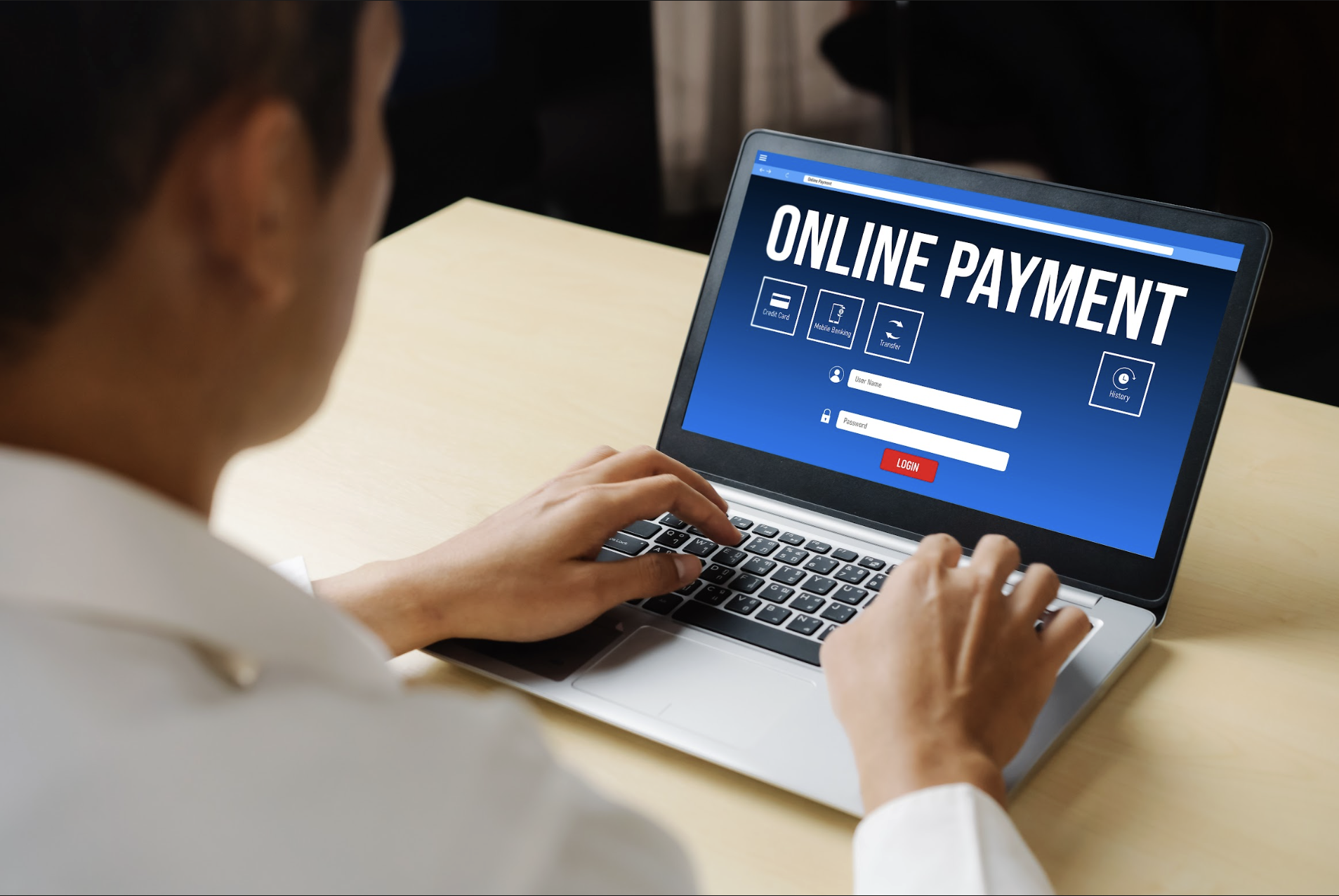 A customer at the online checkout page. Bad payment button placement on websites can turn them away.
